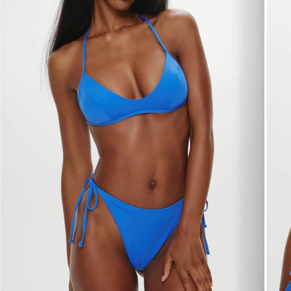 NWT Frankie’s Bikinis - Blue Triangle Halter Bikini Top